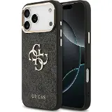 Guess PU Leather 4G Metal Logo Gold Frame iPhone 17 Pro Max Black
