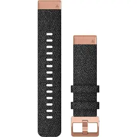 Řemínek na hodinky - Garmin QuickFit 20mm nylon Černý (Přezka Rose Gold) - 1