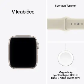 Smart hodinky - Apple Watch SE 3 GPS 44 mm Starlight Aluminium Case with Sand Sport Band - M/L - 7