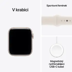 Smart hodinky - Apple Watch SE 3 GPS + Cellular 40 mm Starlight Aluminium Case with Sand Sport Band - S/M - 8