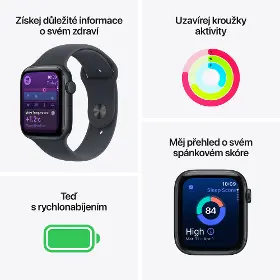 Smart hodinky - Apple Watch SE 3 GPS + Cellular 44 mm Midnight Aluminium Case with Navy Blue Sport Band - S/M - 3