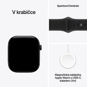 Smart hodinky - Apple Watch Series 12 GPS 42mm Black Aluminium Case with Black Sport Band - S/M - 7