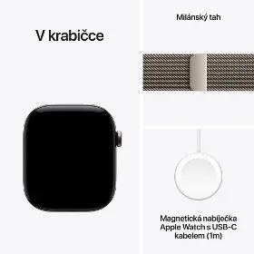 Smart hodinky - Apple Watch Series 12 GPS + Cellular 46mm Natural Titanium Case with Natural Milanese Loop - S/M - 7