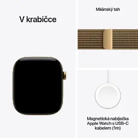 Smart hodinky - Apple Watch Series 12 GPS + Cellular 46mm Radiant Gold Titanium Case with Radiant Gold Milanese Loop - S/M - 7