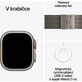 Smart hodinky - Apple Watch Ultra 4 GPS + Cellular 49mm Natural Titanium Case with Natural Titanium Milanese Loop - M - 7