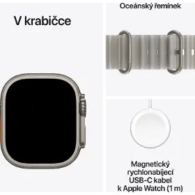 Smart hodinky - Apple Watch Ultra 4 GPS + Cellular 49mm Natural Titanium Case with Translucent Grey Ocean Band - 7