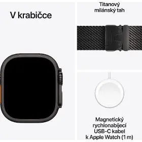 Smart hodinky - Apple Watch Ultra 4 GPS + Cellular 49mm Black Titanium Case with Black Titanium Milanese Loop - M - 7