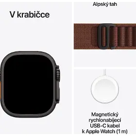 Smart hodinky - Apple Watch Ultra 4 GPS + Cellular 49mm Black Titanium Case with Burgundy Alpine Loop - L - 7