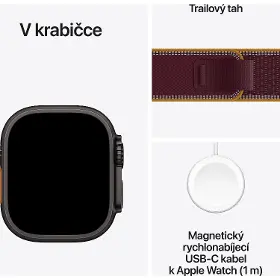 Smart hodinky - Apple Watch Ultra 4 GPS + Cellular 49mm Black Titanium Case with Burgundy Trail Loop - M/L - 7
