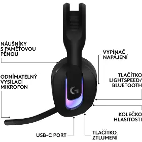 Bezdrátová sluchátka - Logitech G522 Black - 10