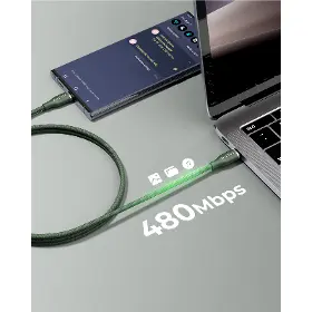 USB-C kabel - Voltme Powerlink Rugg CTC 5A/100W 1,8m Green - 2
