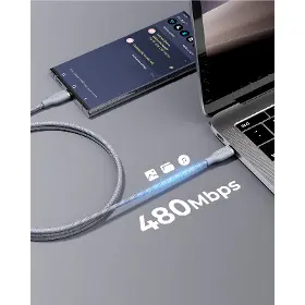 USB-C kabel - Voltme Powerlink Rugg CTC 5A/100W 1,8m Grey - 2