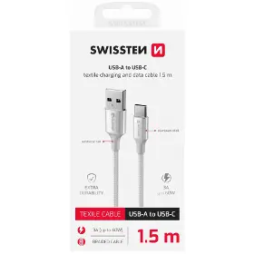 USB-C kabel - Swissten USB A / USB C 1,5 m White71521310 - 5