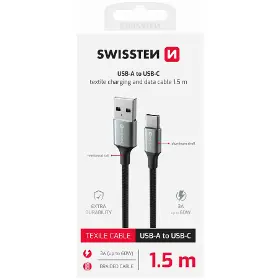 USB-C kabel - Swissten USB A / USB C 1,5 m Black (71521309) - 5