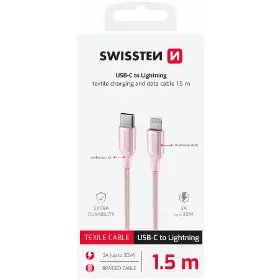 Lightning kabel - Swissten 71529205 USB C/Lightning 1,5 m - 5