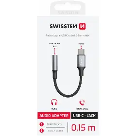 Redukce - Swissten 73502311 USB C/Jack 3,5mm 0,15 m - 2