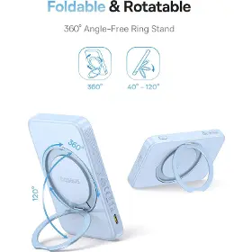 Powerbanka - Baseus PicoGo Qi2 5000mAh, 20W modrá - 3