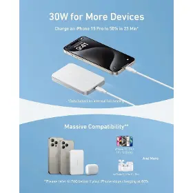 Powerbanka - Anker MagGo 10000mAh, 30W bílá - 4