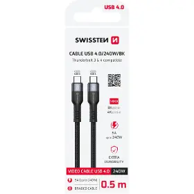 USB kábel - Swissten DATOVÝ VIDEO KABEL USB-C 4.0 Black - 4