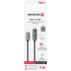 USB kábel - Swissten LCD KABEL USB-C / USB-C 1 M - 3