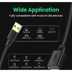 Prodlužovací kabel - Ugreen 30126 USB-A(F) to USB-A(M) 1,5m Black - 5
