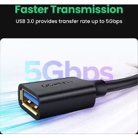 Prodlužovací kabel - Ugreen 10373 USB-A(F) to USB-A(M) 2m Black - 4