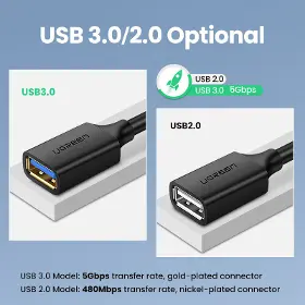 Prodlužovací kabel - Ugreen 10373 USB-A(F) to USB-A(M) 2m Black - 7