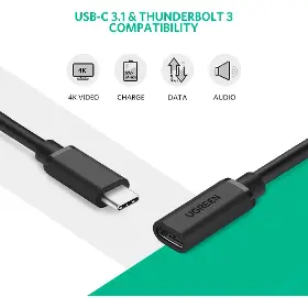 Prodlužovací kabel - Ugreen 40574 USB-C (M) - USB-C (F) 0,5m Black - 4