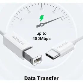USB kabel pro tisk - Ugreen 40417 USB-C/USB-B 1,5m White - 2
