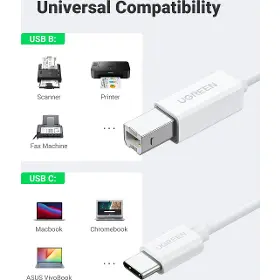 USB kabel pro tisk - Ugreen 40417 USB-C/USB-B 1,5m White - 3