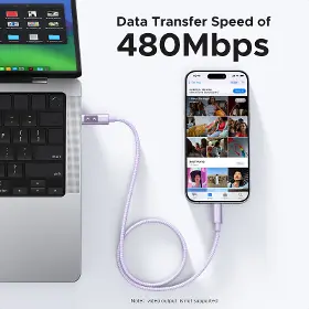 USB-C kabel - Ugreen 65216 USB-C/USB-C 2m Purple - 7