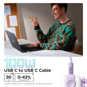 USB-C kabel - Ugreen 65216 USB-C/USB-C 2m Purple - 8