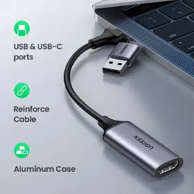 Redukce - Ugreen 40189 redukce z HDMI na USB-A/USB-C - 4