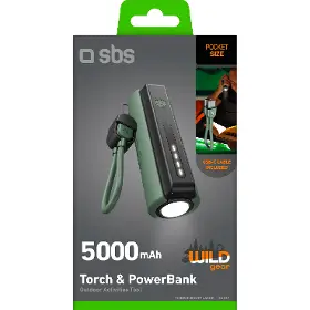 Power bank - SBS Flashlight & PowerBank WILD gear 5000 mAh USB-C BLACK - 2
