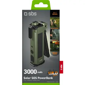Power bank - SBS Solar SOS PowerBank WILD gear 3000 mAh flashlight  BLACK - 2