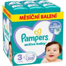 Plenky pro děti - Pampers Active Baby 3, 208 ks - 1