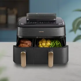 Horkovzdušná fritéza - Philips NA552/00 5000 Series Steam Dual basket 9 l - 10