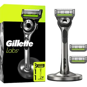 Manuálny holiaci strojček - Gillette Labs + 3 náhradné hlavice + magnetický stojanček - 1