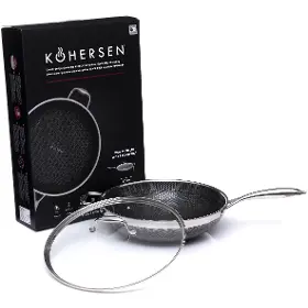 Wok pánev - Kohersen 71111 Wok pánev s poklicí 32 cm BLACK - 8