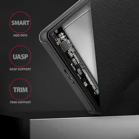 Redukcia - Axagon EE25-SL, USB 3.2 Gen 1 - SATA 6G, 2.5" SLIDE box, bez skrutiek, čierny - 4