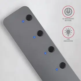 USB rozbočovač - Axagon HUE-MSA, 4x USB 3.rozbočovač 2 Gen 1 SWITCH, kovový, napájanie micro USB. konektor, kábel USB-A 20 cm - 3