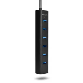 USB rozbočovač - Axagon HUE-SA7BP, 4x USB 3.0 ALU CHARGING hub, AC adaptér, kábel USB-A 40cm - 2