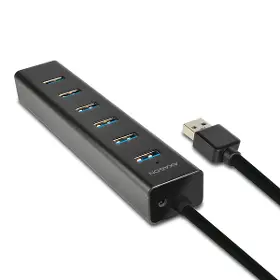 USB rozbočovač - Axagon HUE-SA7BP, 4x USB 3.0 ALU CHARGING hub, AC adaptér, kábel USB-A 40cm - 3