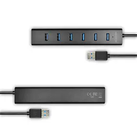 USB rozbočovač - Axagon HUE-SA7BP, 4x USB 3.0 ALU CHARGING hub, AC adaptér, kábel USB-A 40cm - 4