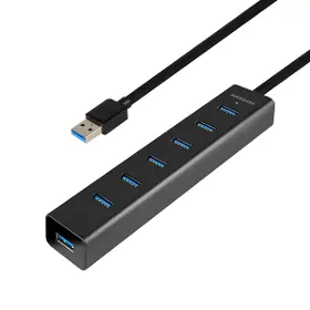 USB rozbočovač - Axagon HUE-SA7BP, 4x USB 3.0 ALU CHARGING hub, AC adaptér, kábel USB-A 40cm - 1
