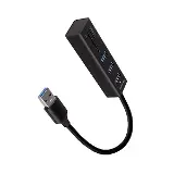 Axagon HMA-CR3A, USB 3.rozbočovač 2. generácie, 3x porty USB-A + čítačka kariet SD/microSD, kov, 20 cm kábel USB-A