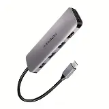 Axagon HMC-HCR3A, USB 3.2 Gen 1 hub, porty 3x USB-A, HDMI 4k/30Hz, SD/microSD, kabel USB-C 20cm