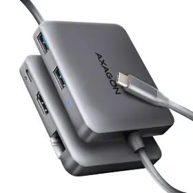 USB rozbočovač - Axagon HMC-5HL USB 5Gbps hub, 2x USB-A, HDMI 4k/60Hz, RJ-45 GLAN, PD 100W, kábel USB-C 20cm - 1