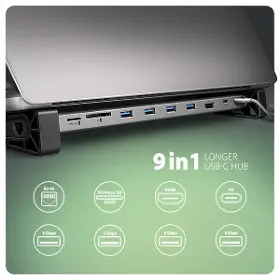 USB rozbočovač - Axagon HMC-10HLS 9in1 USB-C hub - 2