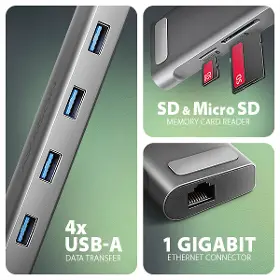 USB rozbočovač - Axagon HMC-10HLS 9in1 USB-C hub - 3